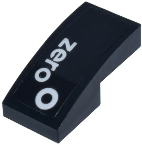 Slope, Curved 2 x 1 x 2/3 with White 'zero' and Circle Logo Pattern Model Left Side (Sticker) - Set 77247