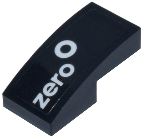 Slope, Curved 2 x 1 x 2/3 with White 'zero' and Circle Logo Pattern Model Right Side (Sticker) - Set 77247