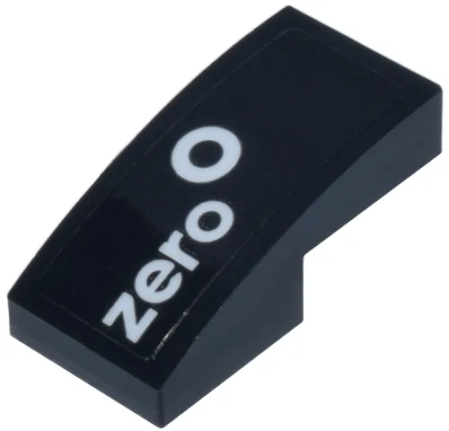 Slope, Curved 2 x 1 x 2/3 with White 'zero' and Circle Logo Pattern Model Right Side (Sticker) - Set 77247