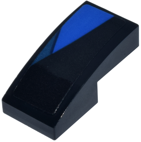Slope, Curved 2 x 1 x 2/3 with Blue and Dark Blue Curved Panel Pattern Model Left Side (Sticker) - Set 77249