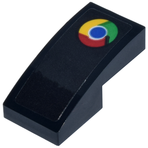 Slope, Curved 2 x 1 x 2/3 with Yellow, Green, Red and Blue Google Chrome Logo Pattern (Sticker) - Set 77251