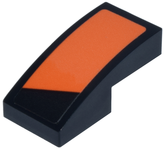 Slope, Curved 2 x 1 x 2/3 with Orange Angled Panel Pattern Model Left Side (Sticker) - Set 77251