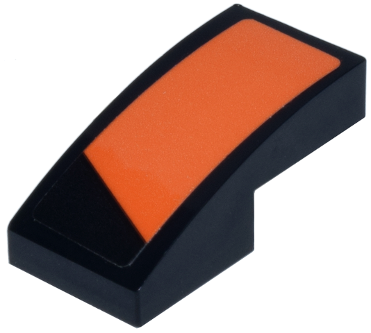 Slope, Curved 2 x 1 x 2/3 with Orange Angled Panel Pattern Model Right Side (Sticker) - Set 77251