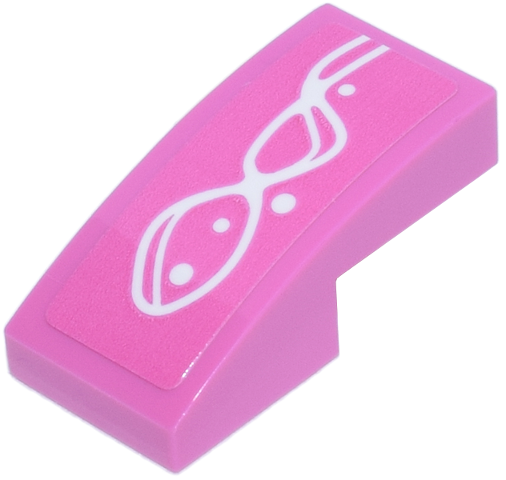 Slope, Curved 2 x 1 x 2/3 with White Curved Lines and Dots Pattern Model Left Side (Sticker) - Set 77241