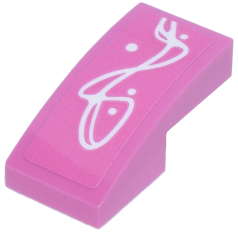 Slope, Curved 2 x 1 x 2/3 with White Curved Lines and Dots Pattern Model Right Side (Sticker) - Set 77241