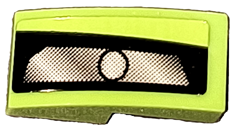 Slope, Curved 2 x 1 x 2/3 with Silver Headlight on Black Background Pattern Model Right Side (Sticker) - Set 42138