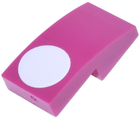 Slope, Curved 2 x 1 x 2/3 with White Circle Button Pattern (Super Mario Wario Suspenders)