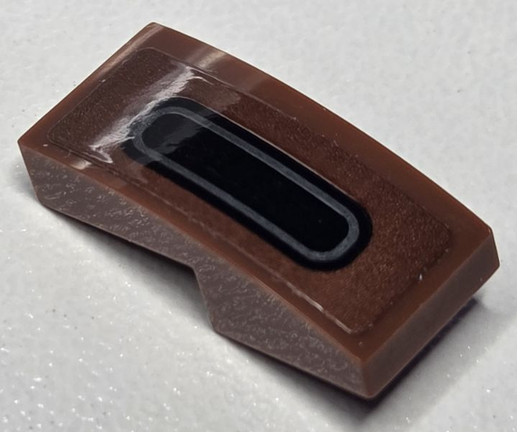 Slope, Curved 2 x 1 x 2/3 with Dark Bluish Gray Ring on Black Rectangle with Rounded Corners Pattern (Sticker) - Set 75381