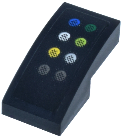 Slope, Curved 2 x 1 x 2/3 with 8 Circle Buttons with Gradient Pattern (Sticker) - Set 76925