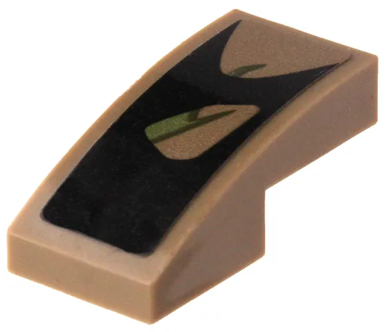 Slope, Curved 2 x 1 x 2/3 with Olive Green Vine and Black Splotch Pattern (Sticker) - Set 76249