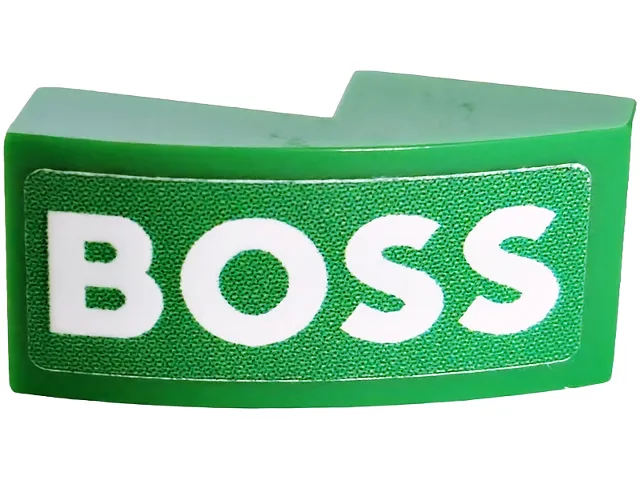 Slope, Curved 2 x 1 x 2/3 with White 'BOSS' Pattern Model Left Side (Sticker) - Set 42240
