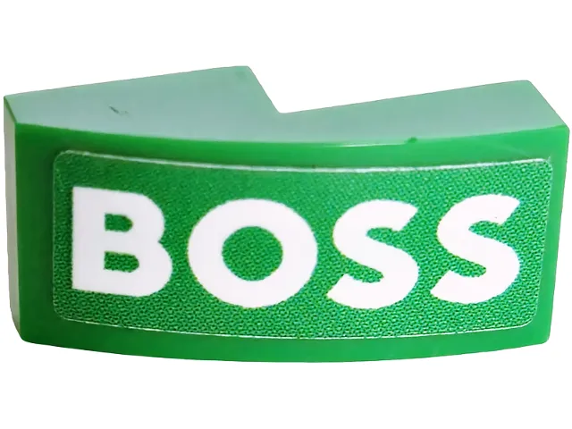 Slope, Curved 2 x 1 x 2/3 with White 'BOSS' Pattern Model Right Side (Sticker) - Set 42240