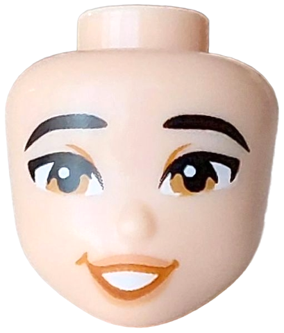 Mini Doll, Head Friends with Black Eyebrows, Medium Nougat Eyes, Nougat Lips, Dark Orange Open Mouth Smile Pattern