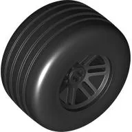 Wheel 48 x 26 with Axle Hole with Molded Black Hard Rubber Grooved Tire Pattern