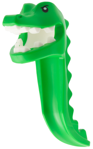 Minifigure, Headgear Head Cover, Costume Crocodile Head and Tail with Black Eyes and White Teeth Pattern
