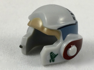 Minifigure, Headgear Helmet SW Rebel with Dark Tan, Dark Bluish Gray and Dark Red A-wing Pilot Pattern (Jake Farrell)