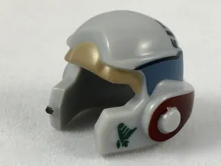 Minifigure, Headgear Helmet SW Rebel with Dark Tan, Dark Bluish Gray and Dark Red A-wing Pilot Pattern (Jake Farrell)