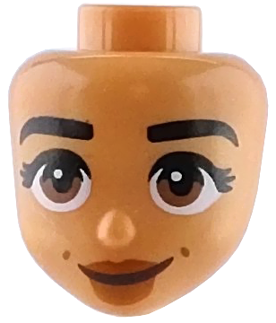 Mini Doll, Head Friends with Black Eyebrows, Medium Nougat Eyes, Dark Orange Lips and Beauty Marks, Dark Brown Closed Mouth Smile Pattern