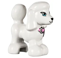 Dog, Friends Style, Poodle with Bright Light Blue Eyes with Eyelashes, Black Nose, Bright Pink Collar with Silver Buckle and Tag Pattern (Lady / Tina)