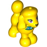 Dog, Friends Style, Poodle with Medium Lavender Eyes with Eyelashes, Black Nose, Dark Turquoise Collar with Hearts Pattern