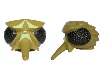 Minifigure, Head, Modified Galaxy Squad Alien Mosquitoid, Compound Eyes, Long Proboscis, with Yellowish Green Pattern