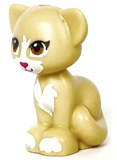 Cat, Friends Style, Sitting with Medium Nougat Eyes, Black Eyelashes, Dark Pink Nose, White Patches and Paws Pattern