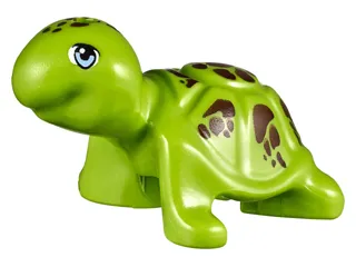 Turtle, Friends Style with Bright Light Blue Eyes and Reddish Brown Spots Pattern (Bubbles)