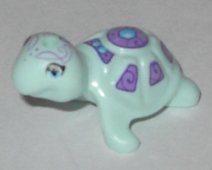 Turtle, Friends Style with Medium Azure Eyes, Dark Azure Jewels, Medium Lavender Shell with Dark Purple Swirls Pattern (Elves Calypso)