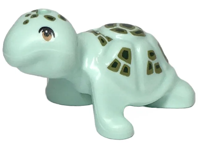Turtle, Friends Style with Medium Nougat Eyes and Dark Green and Olive Green Spots Pattern