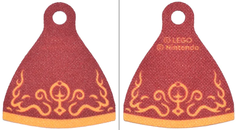 Minifigure Cape Cloth with Single Top Hole, Long - Spongy Stretchable Fabric with Bright Light Orange Hem and Swirls Pattern