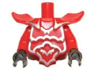 Torso, Modified Short with Armor Breastplate with Shoulder Ridges and Silver Edges Pattern / Red Arms / Black Hands