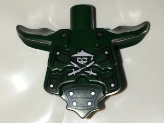 Torso, Modified Short with Armor Breastplate with Shoulder Ridges, Rivets and Ninja Skull with Crossed Swords Pattern