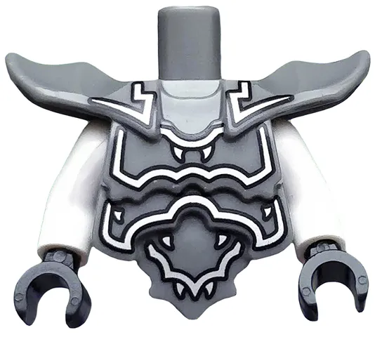 Torso, Modified Short with Armor Breastplate with Shoulder Ridges and Silver Decoration Pattern / White Arms / Black Hands