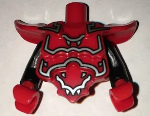 Torso, Modified Short with Armor Breastplate with Shoulder Ridges and Silver Decoration Pattern / Black Arms / Red Hands