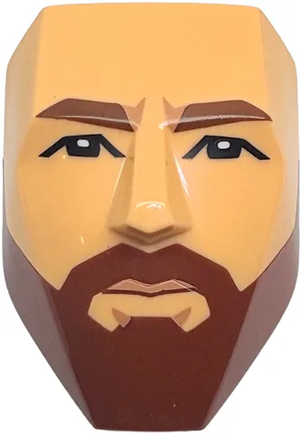 Large Figure Face with Brow and Nose Detail, 2 x 3 Plate Attachment with Molded Reddish Brown Beard and Eyebrows and Printed Medium Nougat Lips and Black Eyes with White Glints Pattern (Lionel Messi)