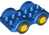 Duplo Car Base 2 x 6 with Black Tires and Yellow Wheels on Fixed Axles