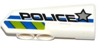 Technic, Panel Fairing #21 Very Small Smooth, Side B with Silver Star, 'POLICE' and Blue and Lime Danger Stripes Pattern (Sticker) - Set 42047
