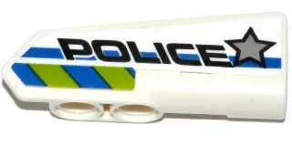 Technic, Panel Fairing #21 Very Small Smooth, Side B with Silver Star, 'POLICE' and Blue and Lime Danger Stripes Pattern (Sticker) - Set 42047