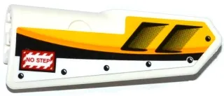 Technic, Panel Fairing #21 Very Small Smooth, Side B with Air Intakes, 'NO STEP' and Yellow, Orange and White Stripes Pattern (Sticker) - Set 42044