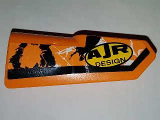 Technic, Panel Fairing #21 Very Small Smooth, Side B with 'AJR DESIGN' and Black, Orange and White Splatter Pattern (Sticker) - Set 42007