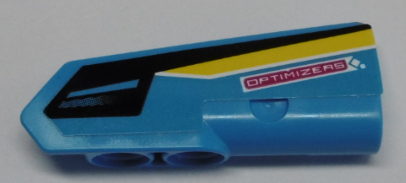 Technic, Panel Fairing #21 Very Small Smooth, Side B with 'OPTIMIZERS', Black and Yellow Stripes Pattern (Sticker) - Set 42095