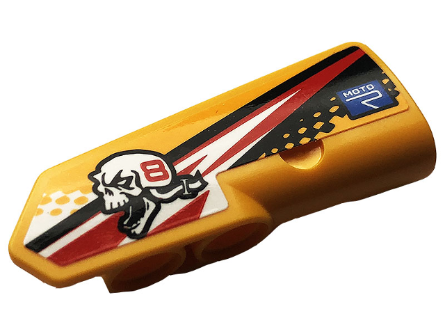 Technic, Panel Fairing #21 Very Small Smooth, Side B with Skull, Number 8 and 'MOTOR' Pattern (Sticker) - Set 42101