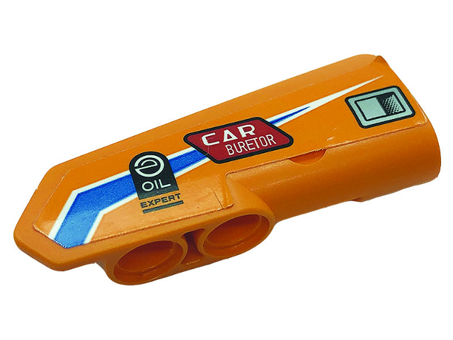 Technic, Panel Fairing #21 Very Small Smooth, Side B with Dark Azure Line, Logos 'OIL EXPERT','CAR BURETOR' and Air Vent Pattern (Sticker) - Set 42104