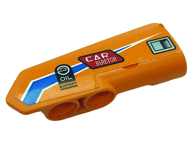 Technic, Panel Fairing #21 Very Small Smooth, Side B with Dark Azure Line, Logos 'OIL EXPERT','CAR BURETOR' and Air Vent Pattern (Sticker) - Set 42104