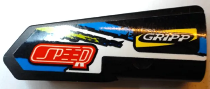 Technic, Panel Fairing #21 Very Small Smooth, Side B with 'SPEED', 'FIRM GRIPP' and Blue, Lime and White Stripes Pattern (Sticker) - Set 42103