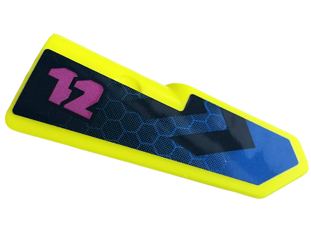 Technic, Panel Fairing #21 Very Small Smooth, Side B with Blue Honeycomb, Black Chevrons and Dark Pink '12' Pattern (Sticker) - Set 42164
