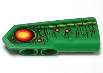 Technic, Panel Fairing #21 Very Small Smooth, Side B with Red and Yellow Nostril and Spots, Lime and Dark Green Scales and Skin Pattern (Sticker) - Set 42149