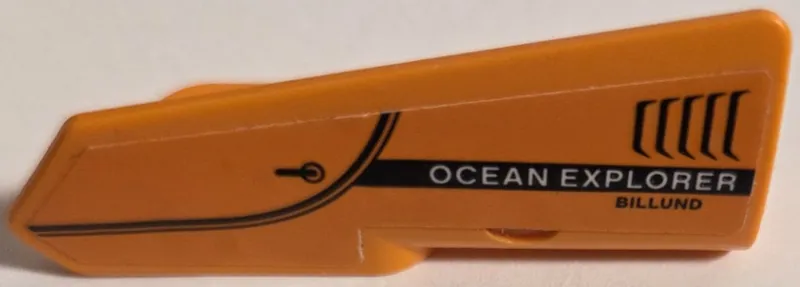 Technic, Panel Fairing #21 Very Small Smooth, Side B with Door Handle, Air Vent, Black and White 'OCEAN EXPLORER BILLUND' Pattern (Sticker) - Set 42064