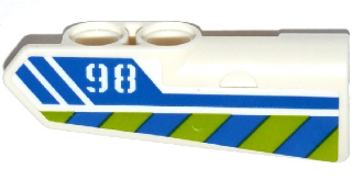 Technic, Panel Fairing #22 Very Small Smooth, Side A with '98', Blue Line and Blue and Lime Danger Stripes Pattern (Sticker) - Set 42047