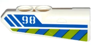 Technic, Panel Fairing #22 Very Small Smooth, Side A with '98', Blue Line and Blue and Lime Danger Stripes Pattern (Sticker) - Set 42047